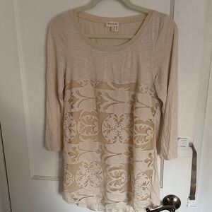 Meadow Rue Cream and Tan Floral Tunic